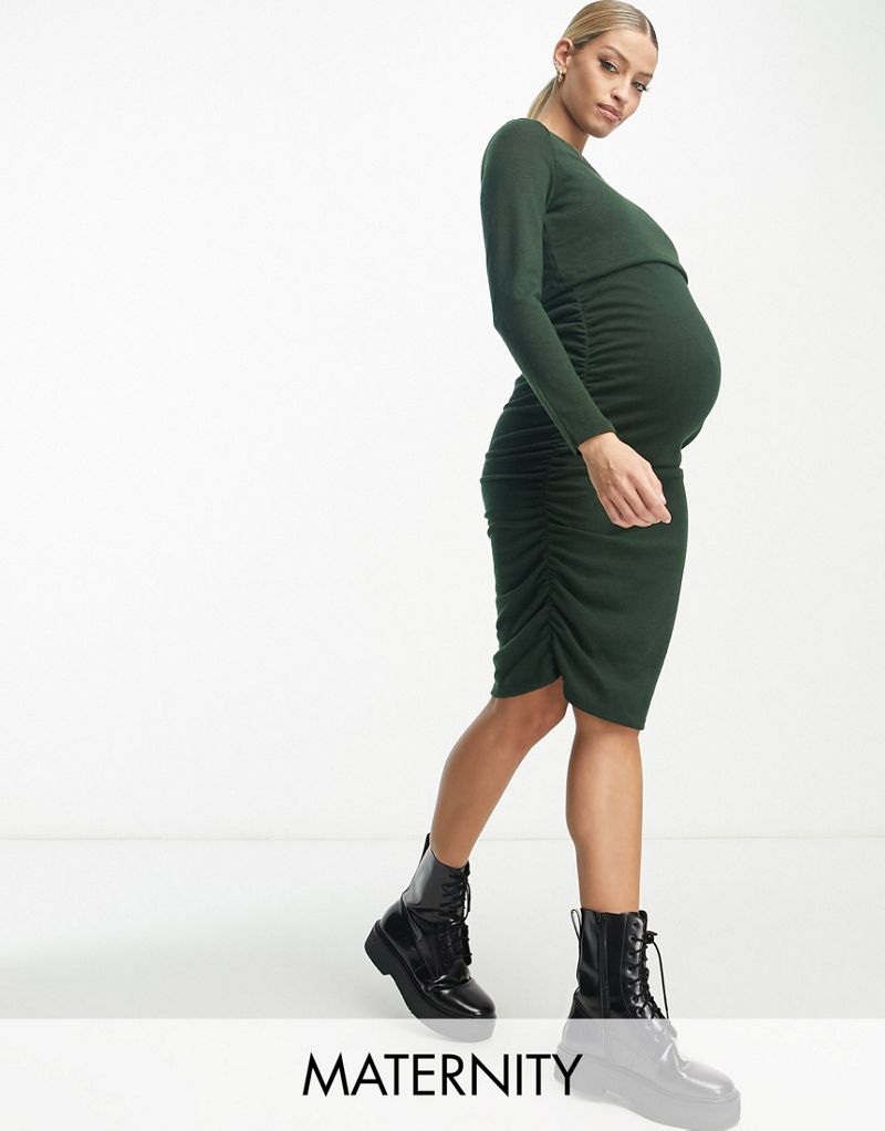 Зеленое трикотажное платье миди для беременных Mama.licious MAMALICIOUS