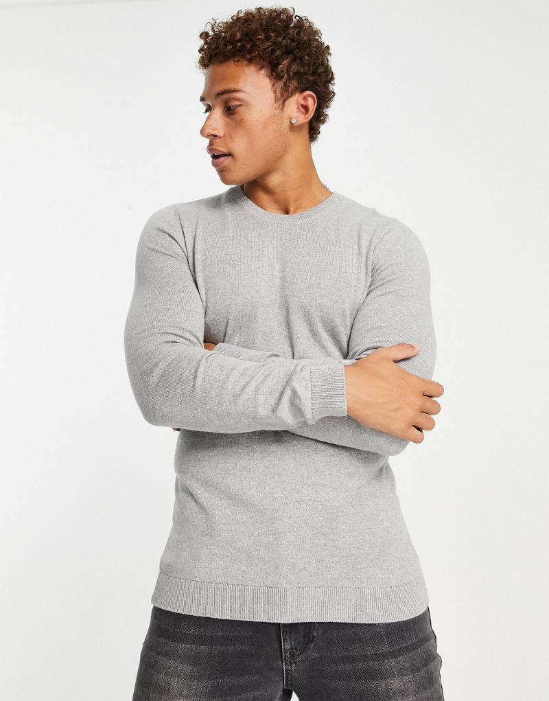 Светло-серый вязаный свитер мускулистого кроя New Look New Look