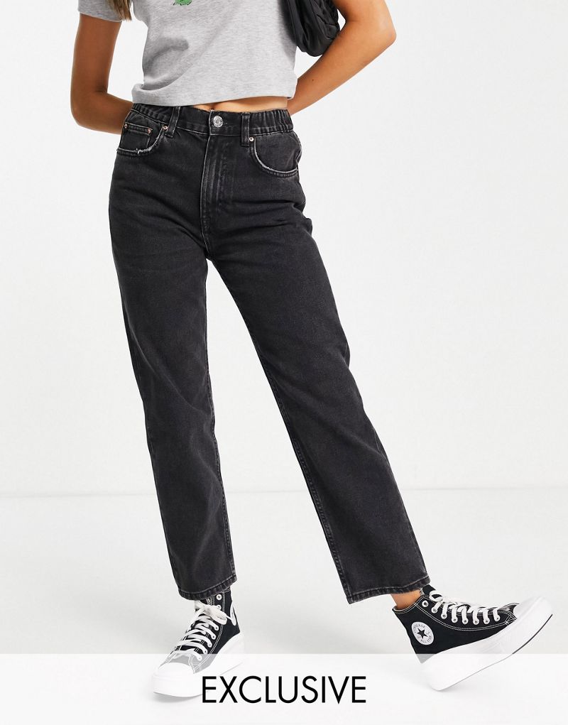 Черные эксклюзивные джинсы для мам с эластичной резинкой Pull&Bear Pull&Bear