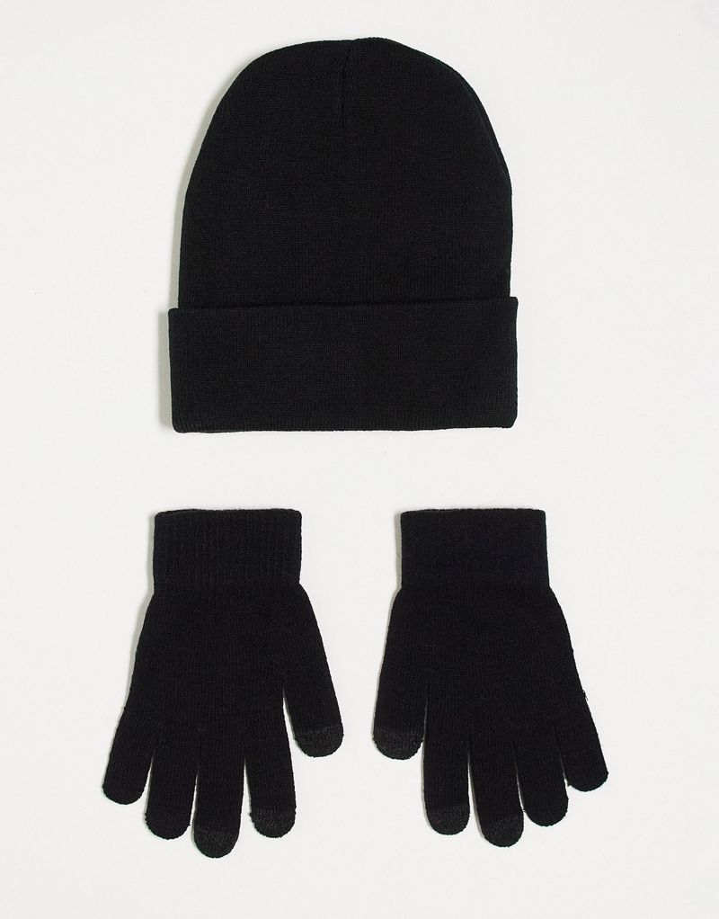 Подарочный набор перчаток и шапки SVNX черного цвета SVNX