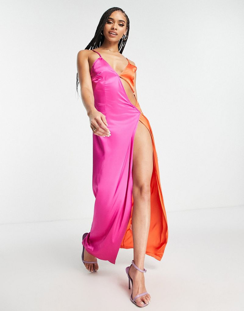 Разноцветное платье макси Simmi с контрастными колор-блоками и разрезом на бедре Simmi Clothing