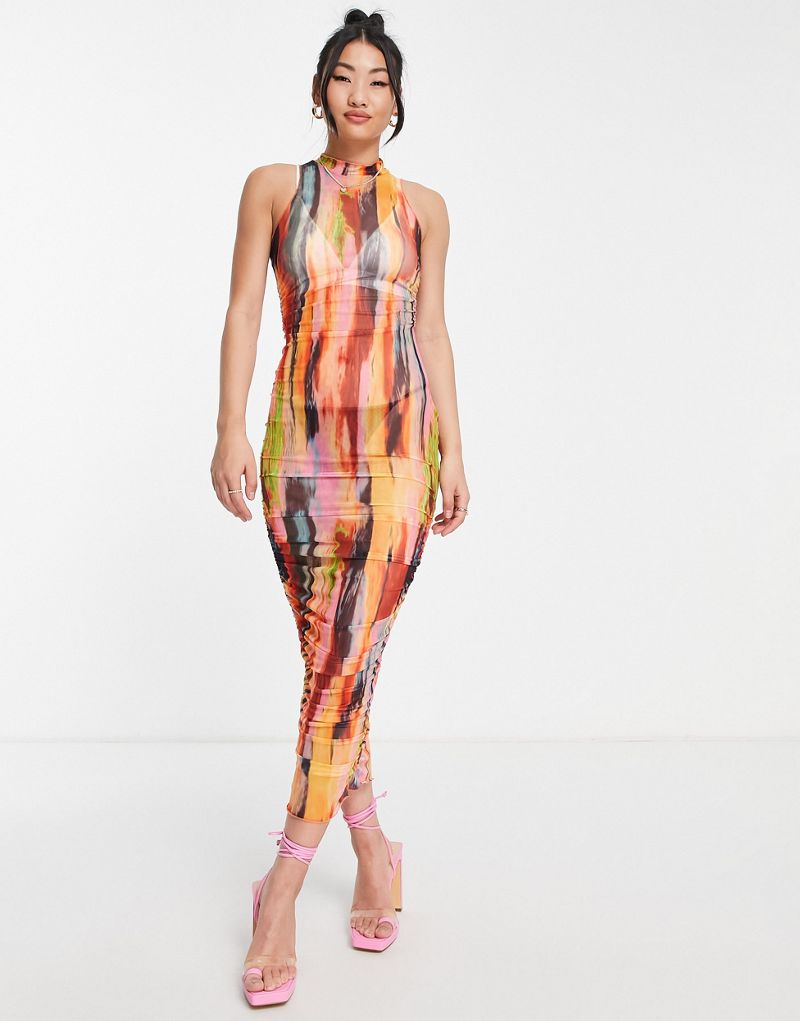 Разноцветное сетчатое платье миди SNDYS x Molly King SNDYS