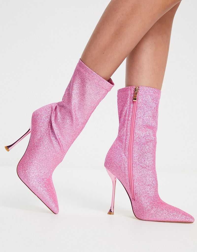 Розовые ботинки-носки с блестками Simmi London Paolo SIMMI Shoes
