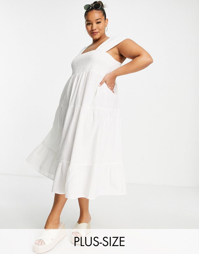 Белое платье миди с присборками Vero Moda Curve VERO MODA