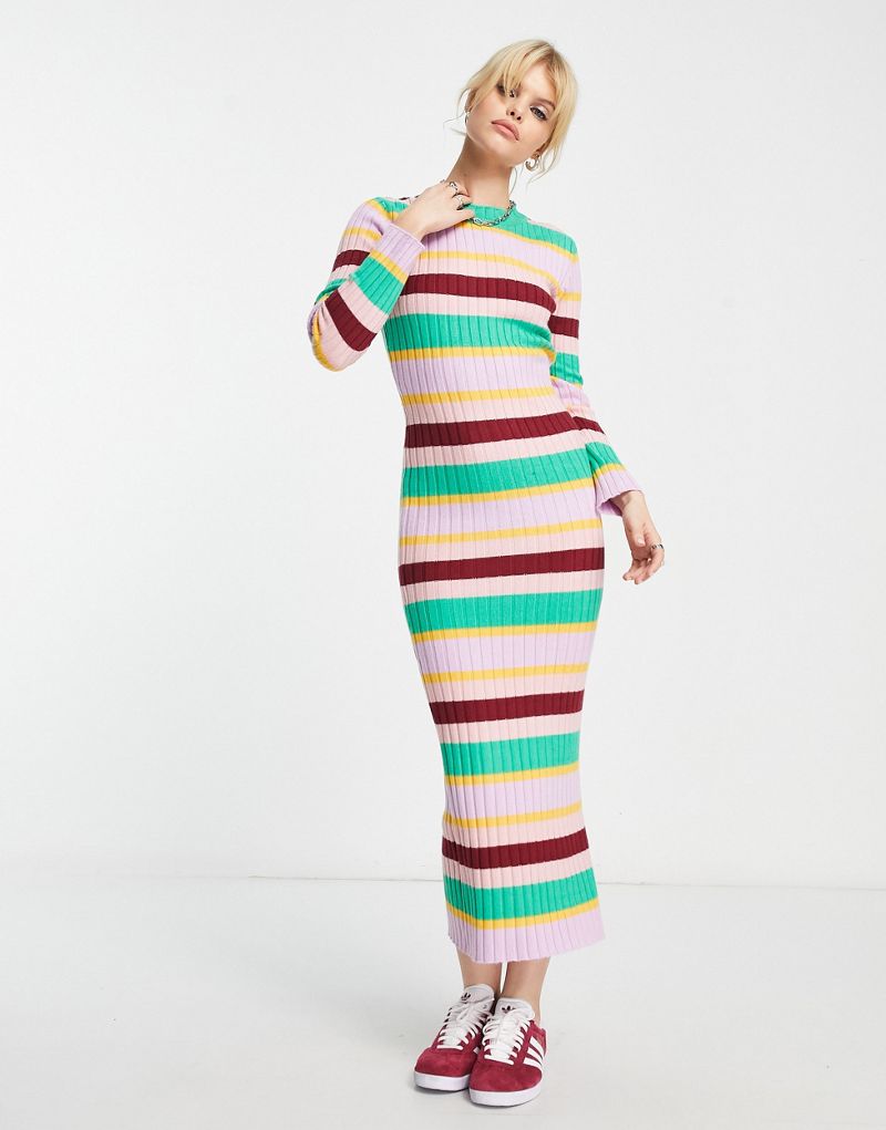 Трикотажное платье макси Y.A.S в разноцветную полоску Y.A.S