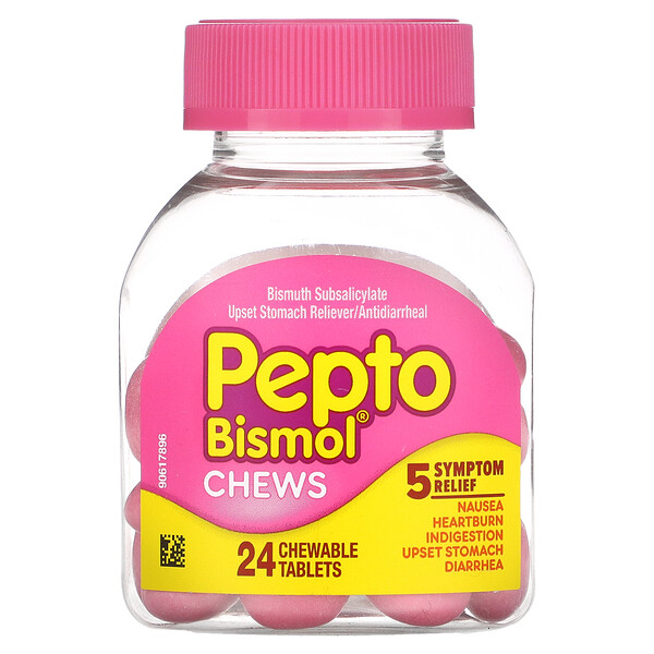 Pepto Bismol Chews, устранение расстройства желудка - 24 жевательные таблетки - Pepto Bismol Pepto Bismol