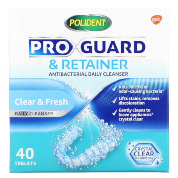 Pro Guard & Retainer, Antibacterial Daily Cleanser, 40 Tablets Polident