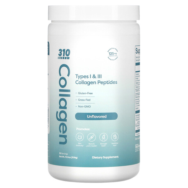 Коллаген, коллагеновые пептиды типа I и II, без вкуса, 10,9 унции (309 г) 310 Nutrition