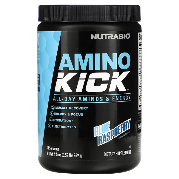 Amino Kick, Голубая малина, 0,59 фунта (269 г) NutraBio
