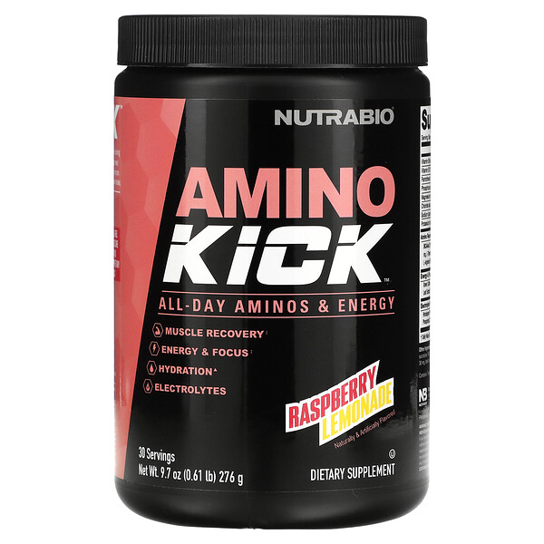 Amino Kick, Малиновый лимонад, 0,61 фунта (276 г) NutraBio