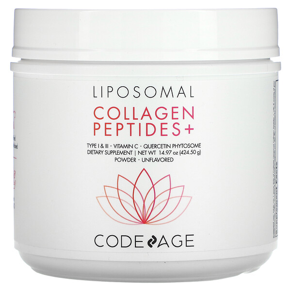 Липосомальный порошок, коллагеновые пептиды+, без вкуса, 14,97 унции (424,50 г) Codeage