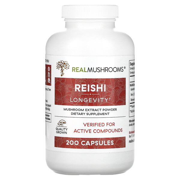 Reishi, Долголетие - 200 капсул - Real Mushrooms Real Mushrooms