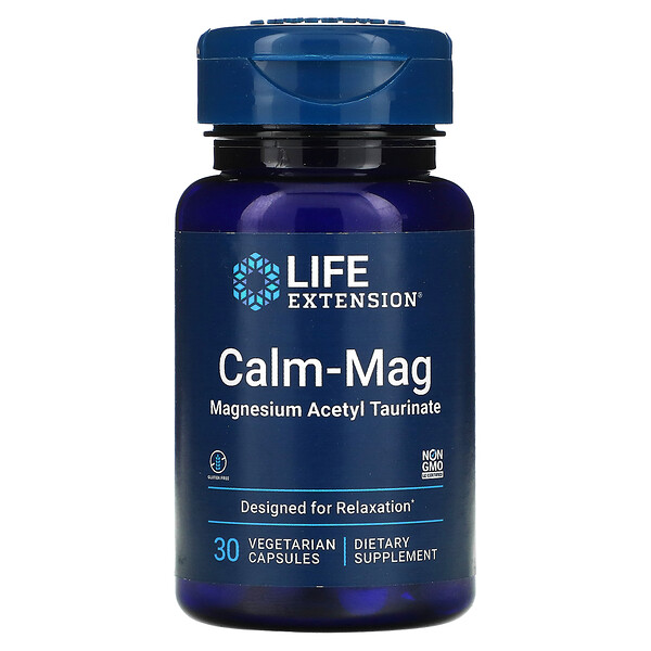 Calm-Mag, Магний Ацетил Тауринат - 30 растительных капсул - Life Extension Life Extension