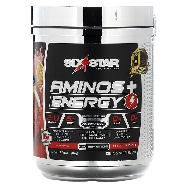 Elite Series, Aminos + Energy, Fruit Punch, 7.29 oz (207 g) Six Star
