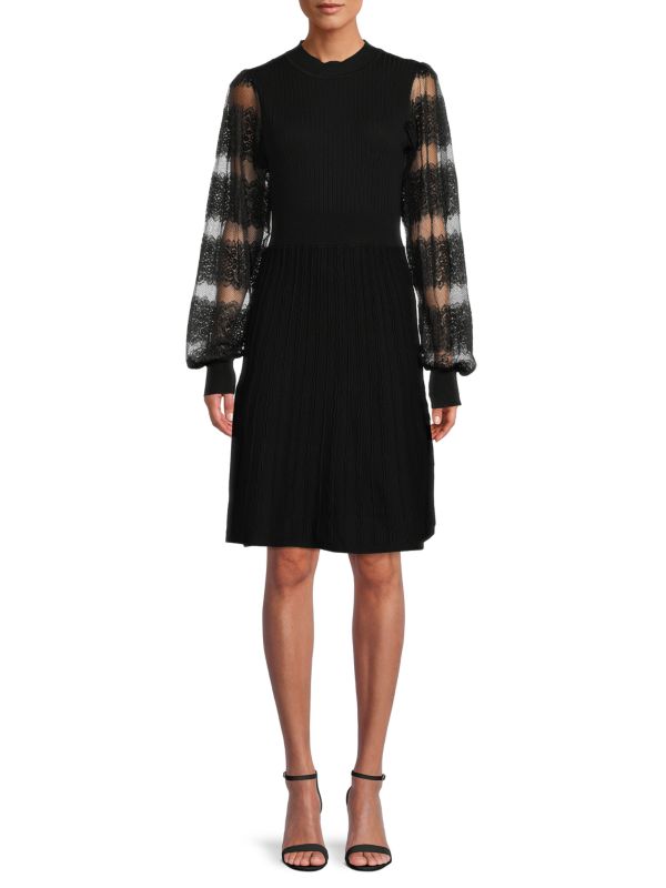 Платье-свитер с кружевными рукавами Nanette Lepore