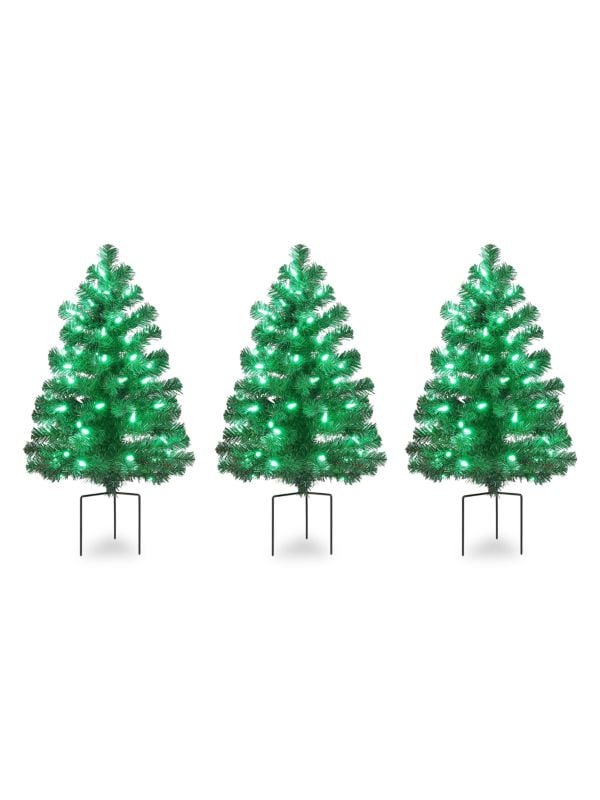 3-Piece Pre Lit Artificial Pathway Christmas Tree Set Mr. Christmas