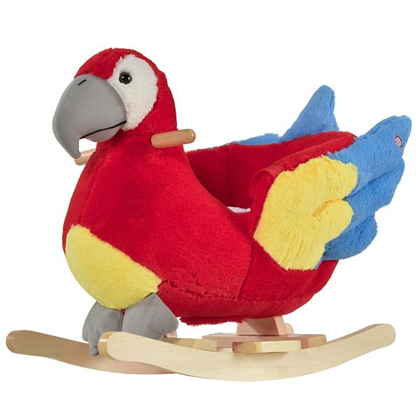 Qaba Kids Ride On Rocking Horse Toy Parrot Style Rocker with Fun Music and Soft Plush Fabric for Children 18 36 Months Qaba