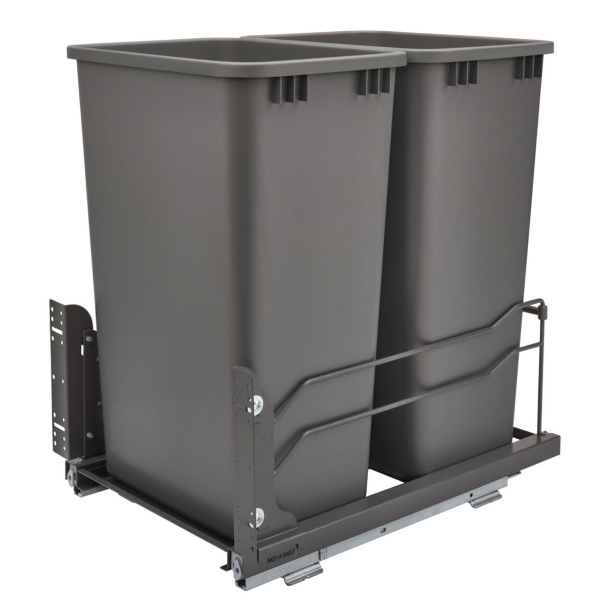 Rev-A-Shelf 53WC-2150SCDM-213 Double 50 Qt Soft Close Pullout Waste Basket, Gray Rev-A-Shelf