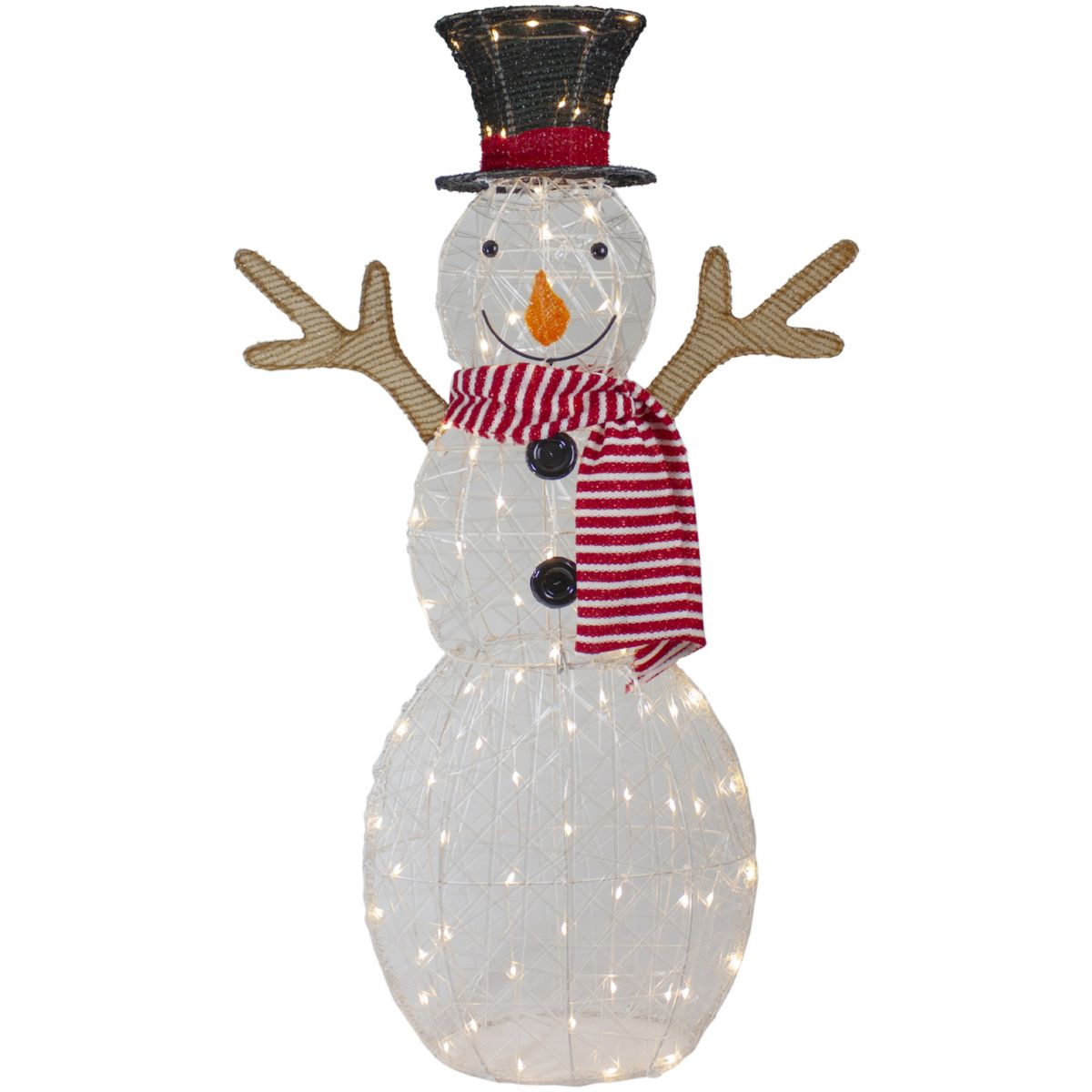 48&#34; LED Lighted Snowman with Top Hat and Red Scarf Outdoor Christmas Decoration Christmas Central