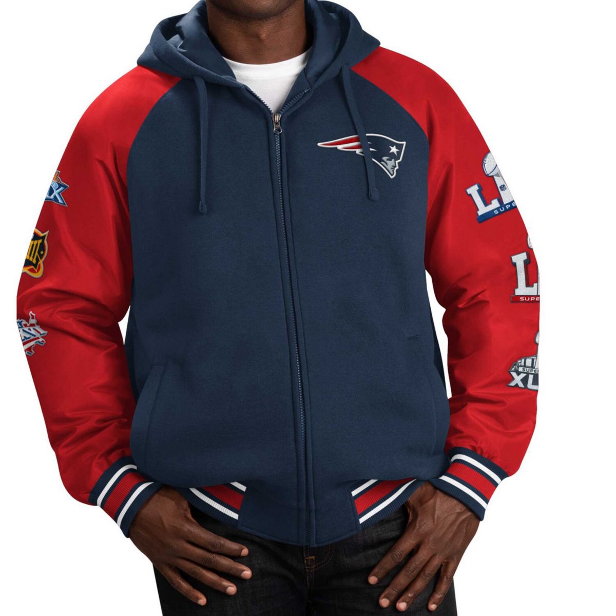 Мужская куртка G-III Sports by Carl Banks Navy New England Patriots Defender с капюшоном и регланами во всю длину. G-III Sports by Carl Banks