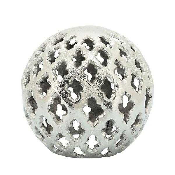 5.75&#34; Silver Abstract Cut-Out Spherical Orb Tabletop Decor Kingston Living