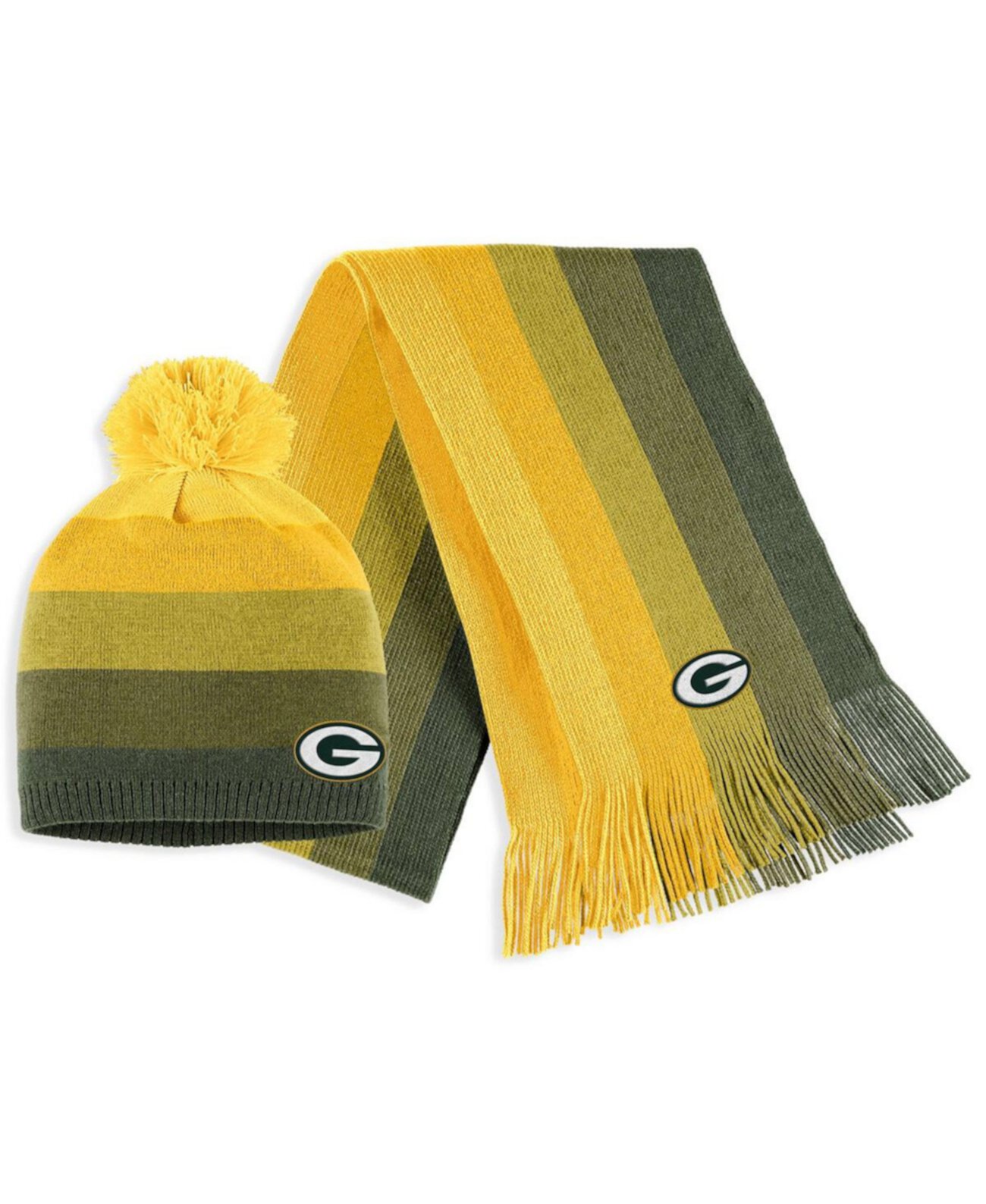 Длинный шарф WEAR by Erin Andrews Женский Золотой и Зеленый Bay Packers Ombre с Помпоном WEAR by Erin Andrews