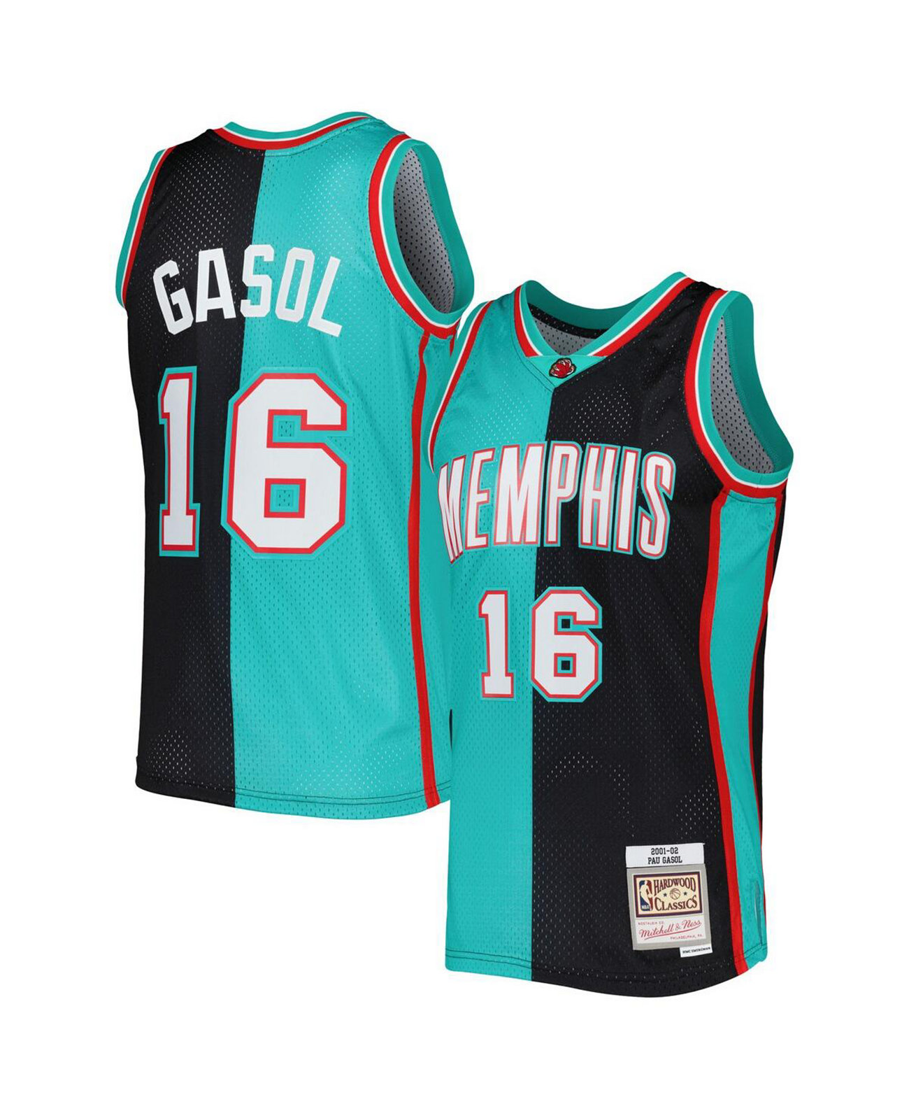 Turquoise Memphis Grizzlies Hardwood Classics 2001-02 Split Swingman Jersey Mitchell &...