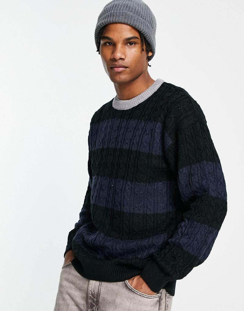 Черный свитер свободного кроя с круглым вырезом New Look New Look