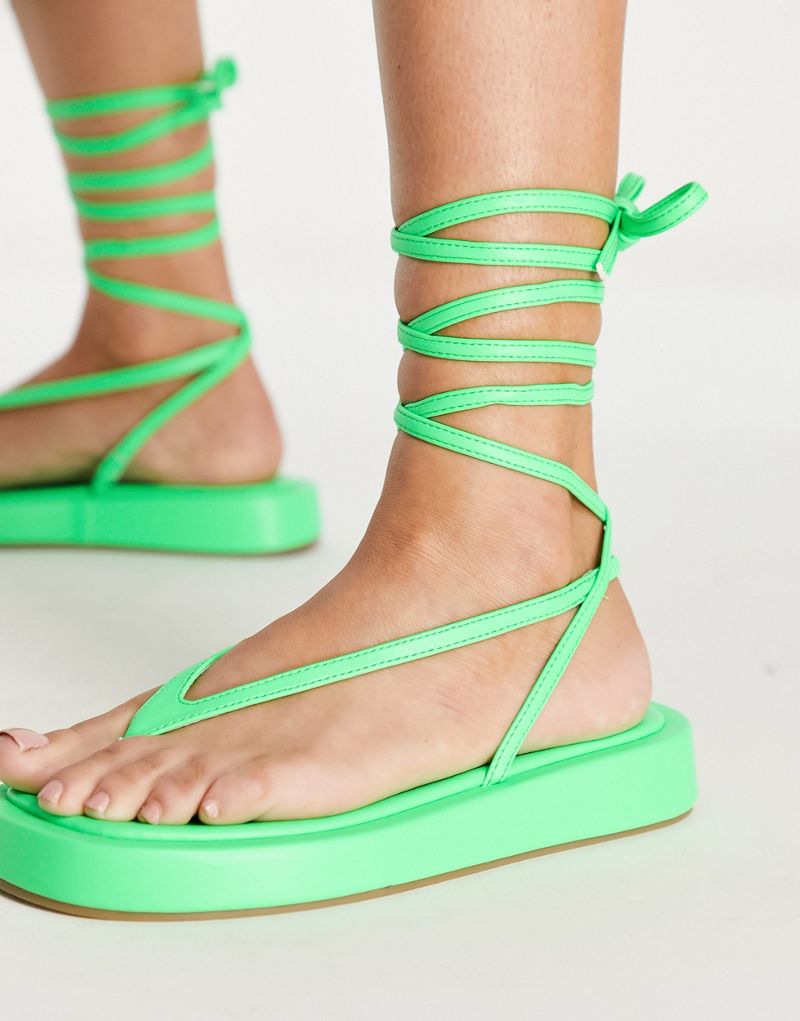 Неоново-зеленые сандалии на плоской подошве Public Desire Beachbabe Public Desire