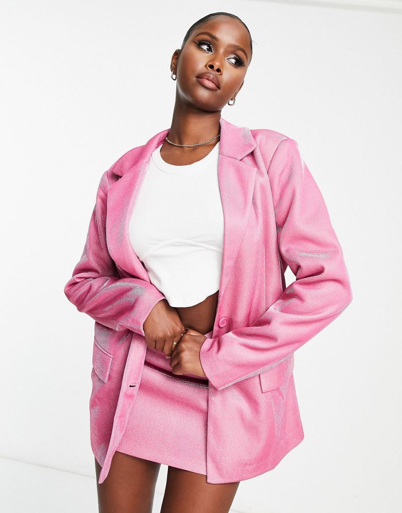 Розовый блейзер оверсайз с блестками Simmi - часть комплекта Simmi Clothing