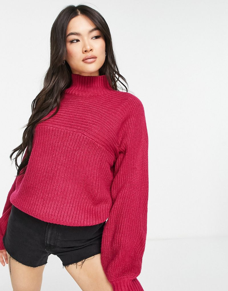 Бордовый свитер с высоким воротником Threadbare Veronica Threadbare