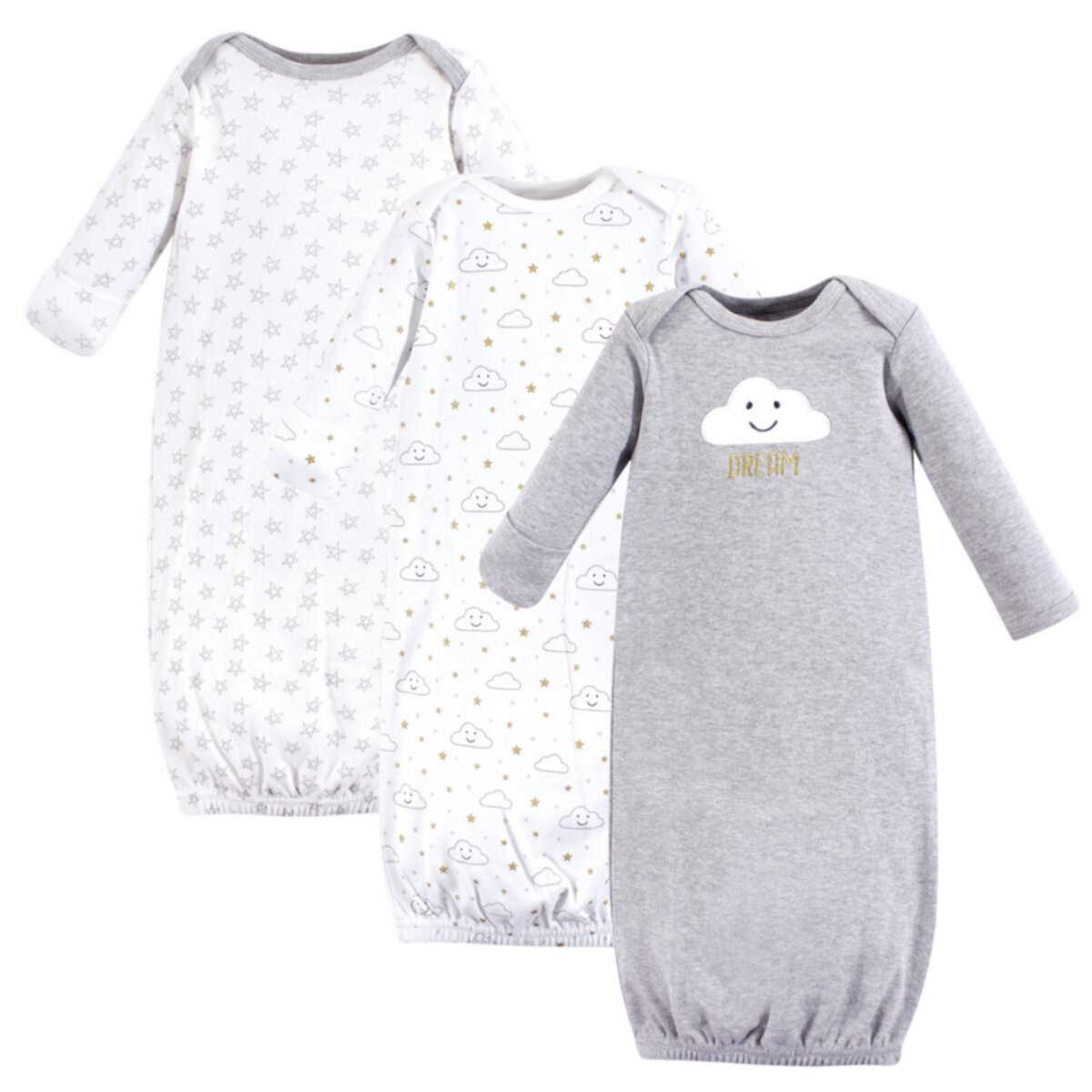 Детские пижамы Hudson Baby Infant Cotton Long-Sleeve Gowns 3pk Hudson Baby