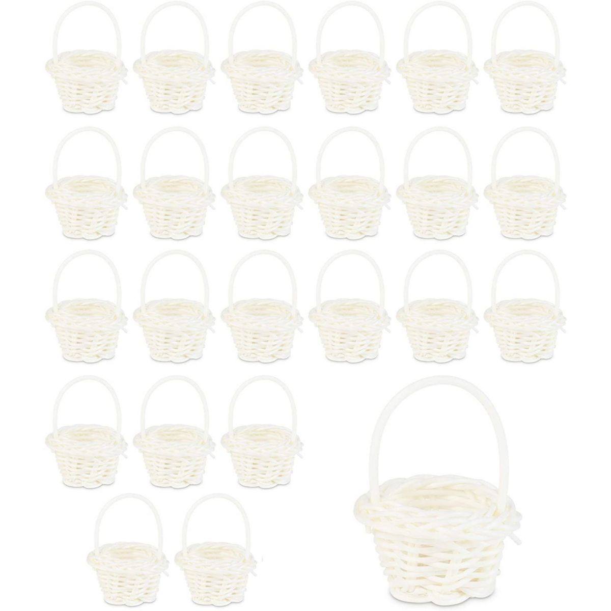 Juvale White Mini Woven Baskets with Handles (1.75 x 2.5 in, 24 Pack) Juvale