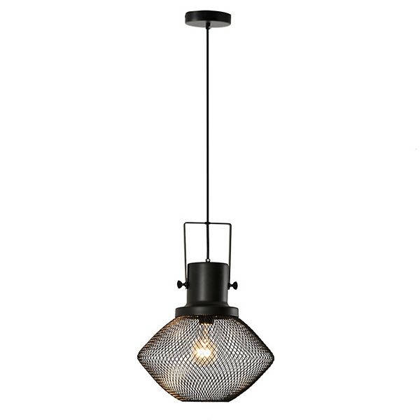 HOMCOM Industrial Pendant Light FixturesBlack Metal Frame Hanging Ceiling Light with Adjustable Hanging Chain Black HomCom