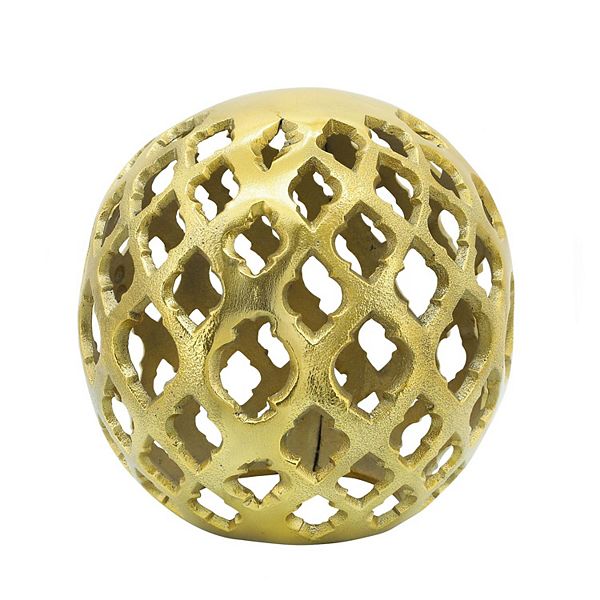 5.75&#34; Gold Abstract Cut-Out Spherical Orb Tabletop Decor Kingston Living