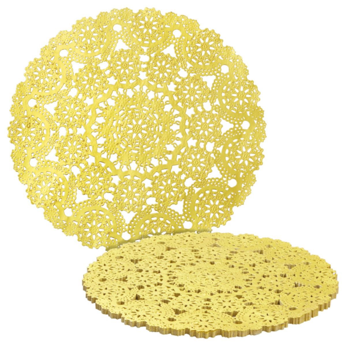 Gold Round Medallion Paper Lace Doilies (12 in, 60 Pack) Juvale