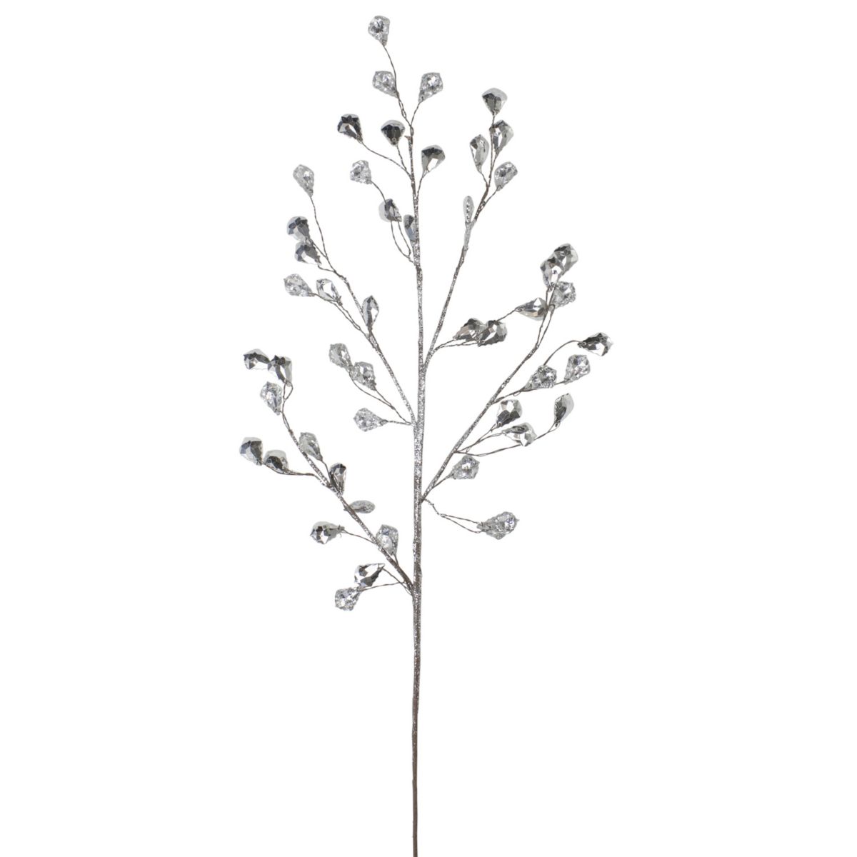 30&#34; Artificial Silver Twig Christmas Spray with Leaves Christmas Central