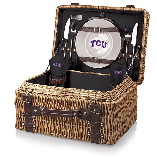 Корзина для пикника Picnic Time TCU Horned Frogs Champion, набор с 2 тарелками, 2 бокалами и столовыми приборами Unbranded