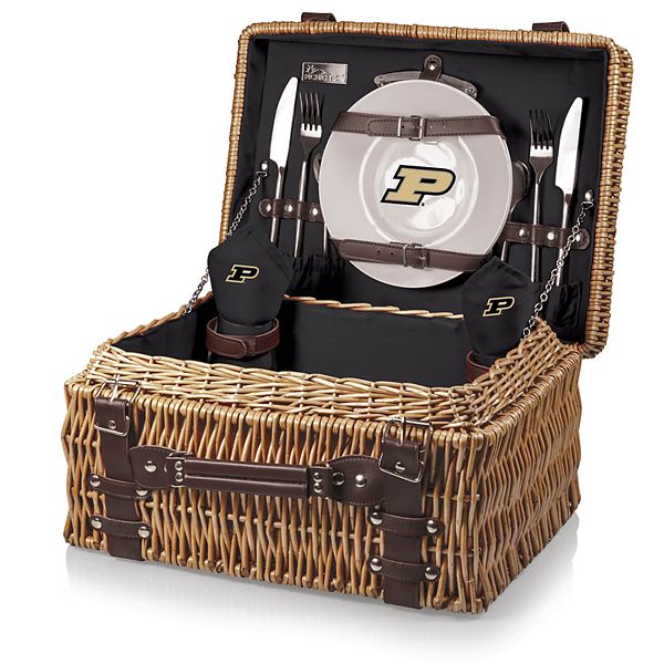 Корзина для пикника Picnic Time Purdue Boilermakers с набором из 2 тарелок и 2 бокалов, из ивы, 33 см х 30 см х 40 см Unbranded