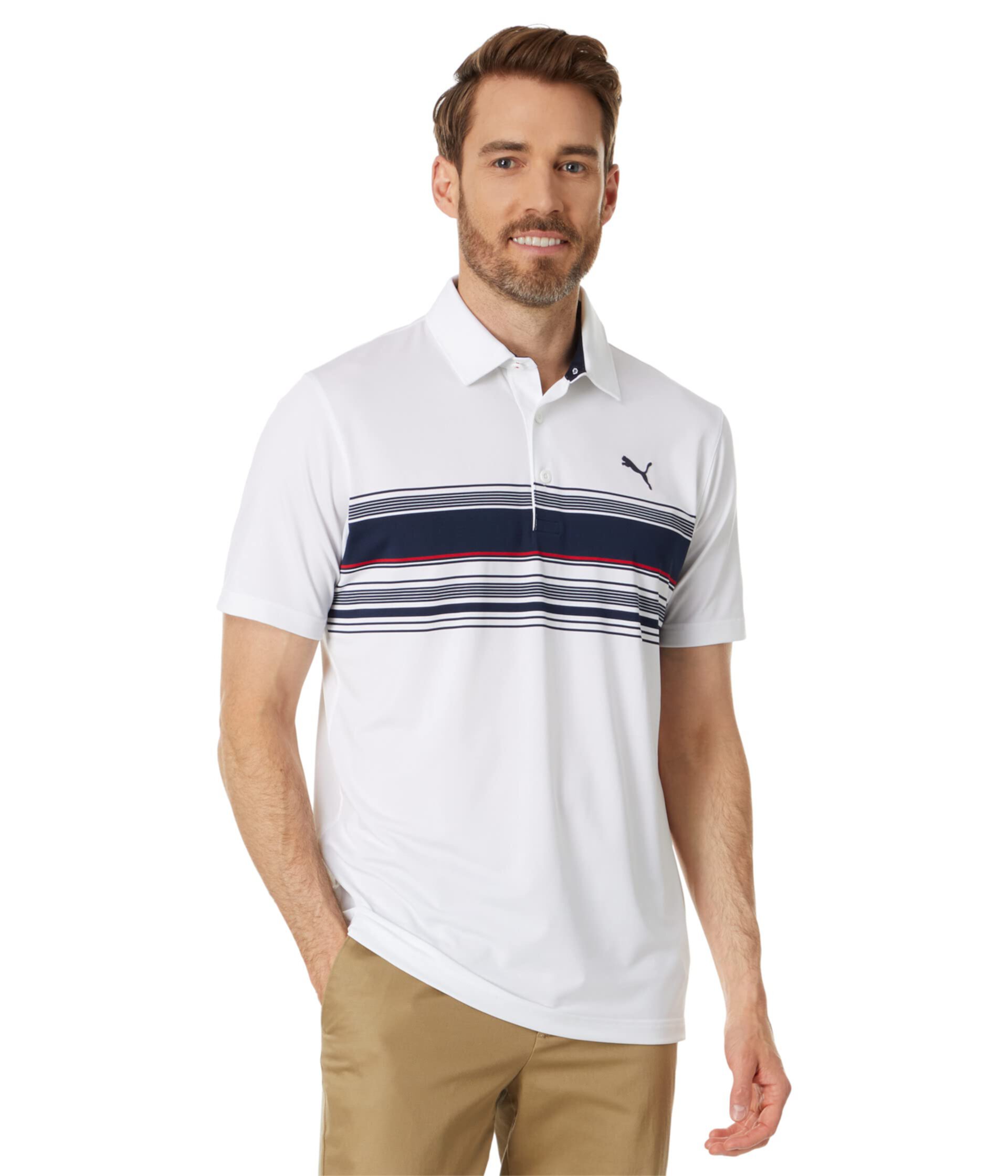 PUMA Golf Mattr Grind Polo с классическим воротником и короткими рукавами, 92% полиэстер, 8% эластан PUMA Golf