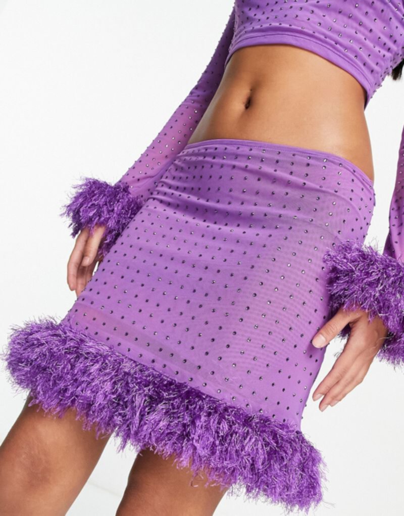 Фиолетовая притачиваемая мини-юбка Miss Selfridge - часть комплекта Miss Selfridge