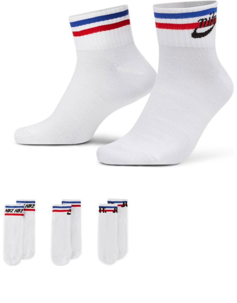 Комплект из трех белых носков до щиколотки Nike Essential Nike