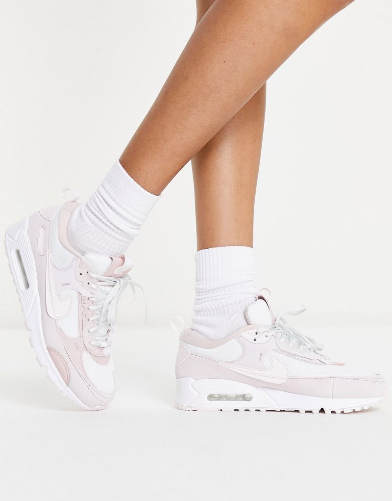  Женские кроссовки Nike Air Max 90 Futura в белом и розовом цвете Nike