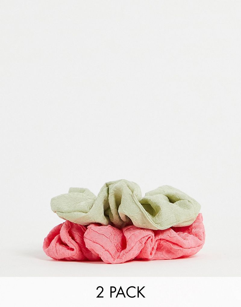 Набор из 2 резинок для волос Pieces розового и зеленого цветов Pieces