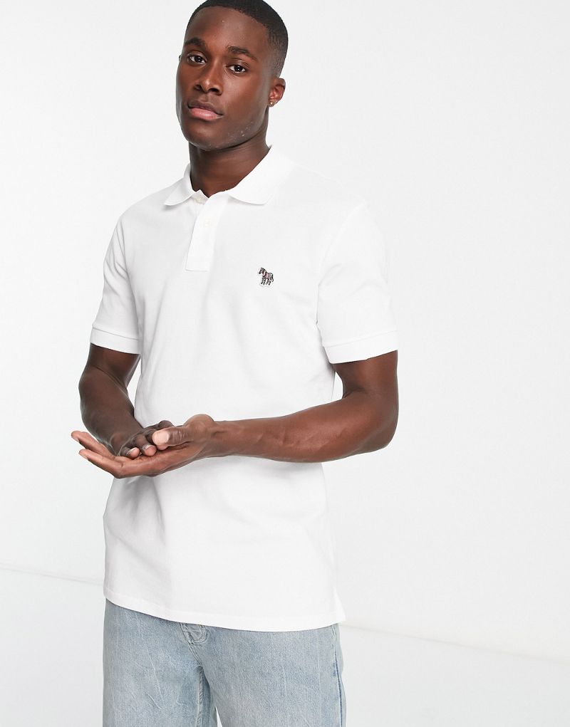 Белая футболка-поло с короткими рукавами и логотипом PS Paul Smith PS Paul Smith