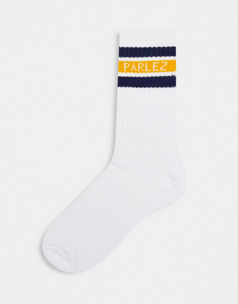 Белые носки-блоки Parlez с желто-синими деталями Parlez