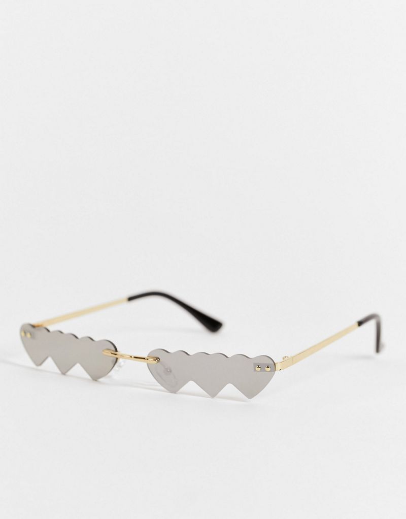 Солнцезащитные очки в форме сердца Public Desire серебристого металлика Public Desire