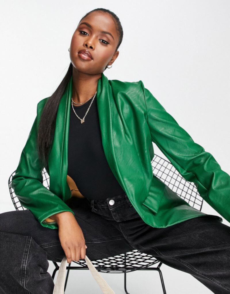 Зелёный кожаный пиджак Rebellious Fashion — часть комплекта Rebellious Fashion