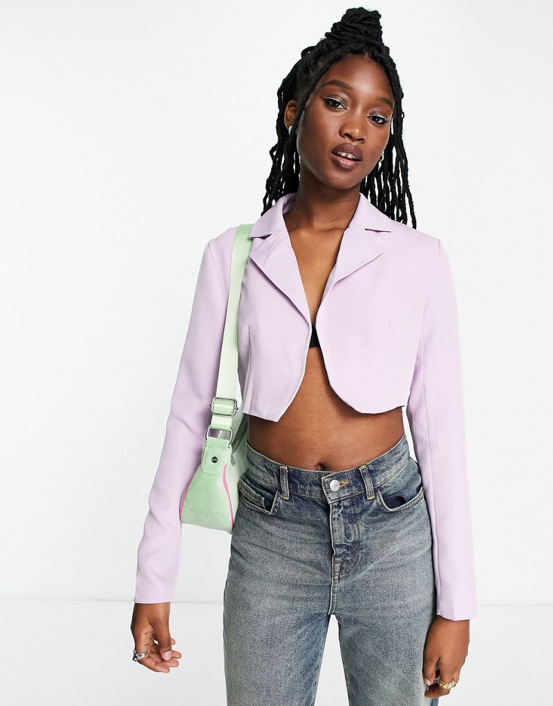 Фиолетовый укороченный пиджак Rebellious Fashion - часть комплекта Rebellious Fashion
