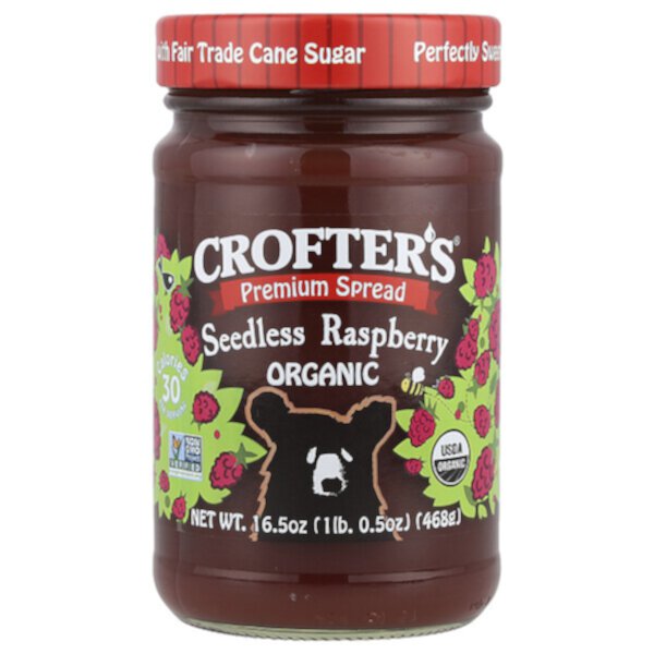 Organic Premium Spread, Seedless Raspberry, 16.5 oz (468 g) Crofters